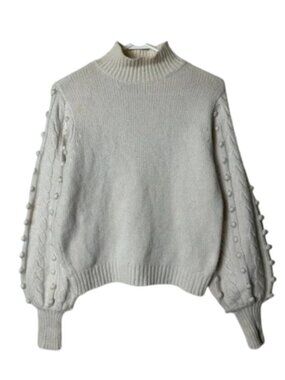 Autumn Cashmere ivory popcorn knit balloon puff sleeve sweater womens M